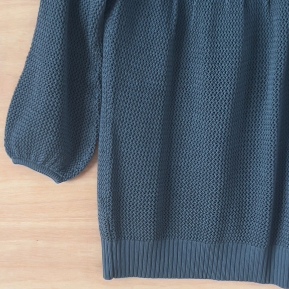 Club Monaco merino wool mesh sweater *fits like M* gray turtleneck puff sleeves - Picture 3 of 6